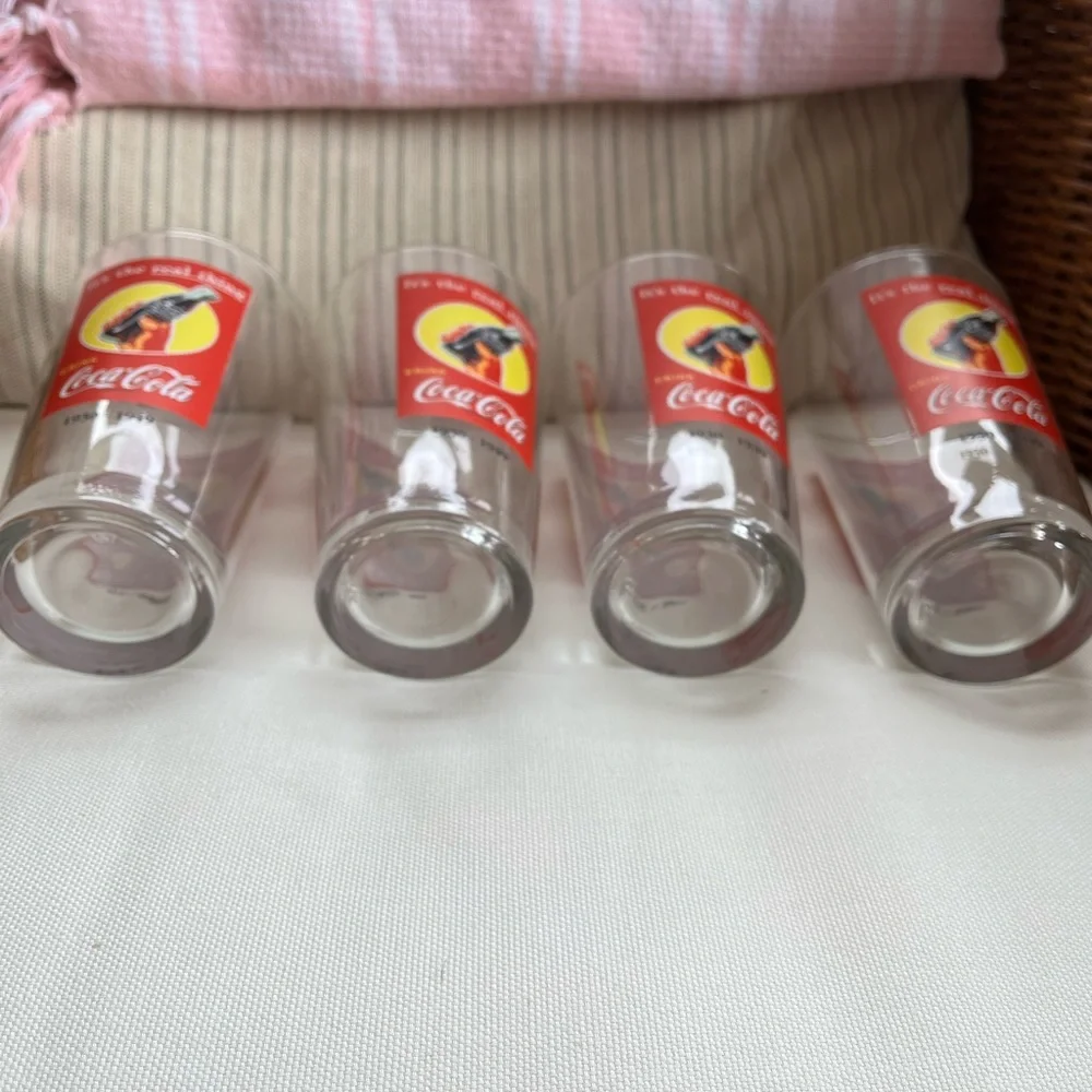 Set of 4 Vintage Coca-Cola Drinking Glasses Anniversary 1930-1949 Limited Rare - Picture 3 of 5